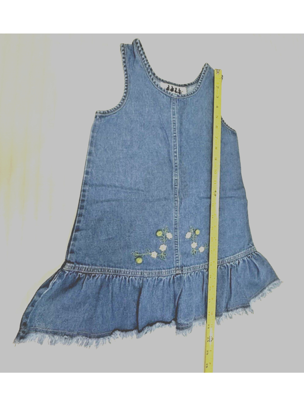 🍏🍏🍏 ZOEY GIRLS FLORAL SLEEVELESS COTTON BLUE DENIM JEANS DRESS SIZE 6